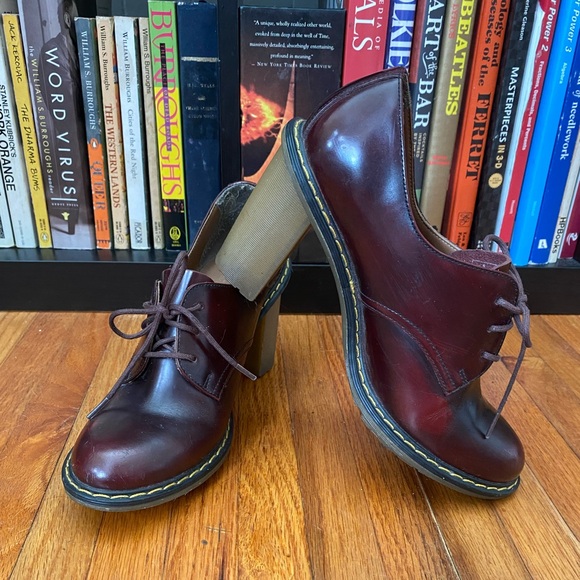 Dr. Martens Shoes - Dr. Martens Jinelle Burgundy Chunky Heel Platform size US7 women’s